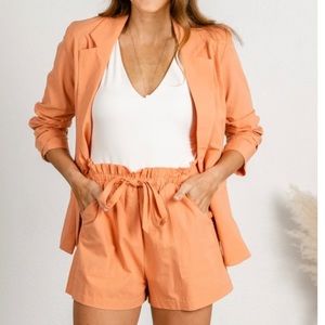 Lush peach orange blazer set